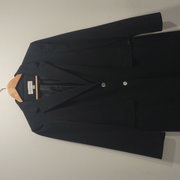 Calvin Klein Charcoal Grey Long Coat Size 14 - Picture 2 of 12